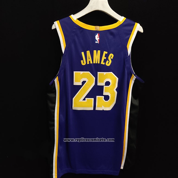Camiseta Los Angeles Lakers LeBron James #23 Statement Autentico Violeta